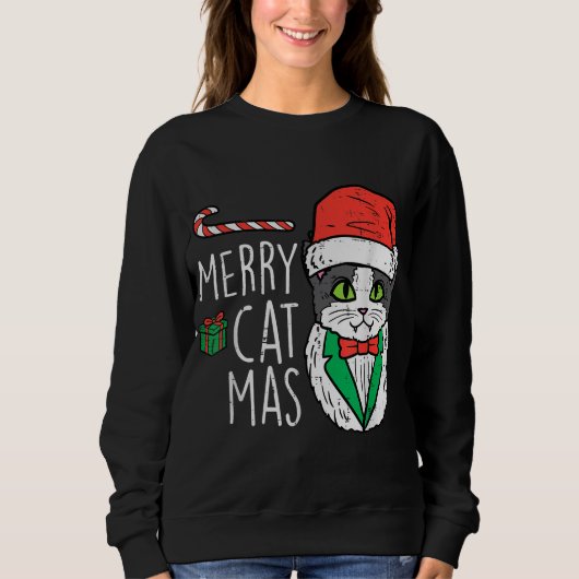 Vrolijk kerstfeest Kerstmis Kat Santa Funny Xmas Trui (Voorkant)