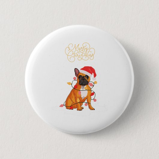 Vrolijk kerstfeest Kerstmis Kerstmis Franse Bulldo Ronde Button 5,7 Cm (Voorkant)