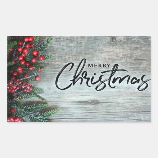 ** VROLIJK KERSTFEEST** KERSTMIS RECHTHOEKIGE STICKER (Voorkant)