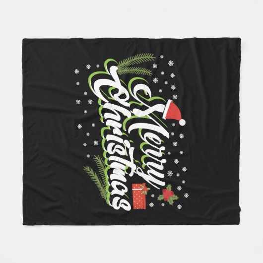 Vrolijk kerstfeest - kerstontwerp fleece deken (Voorkant (Horizontaal))