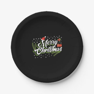Vrolijk kerstfeest - kerstontwerp papieren bordje