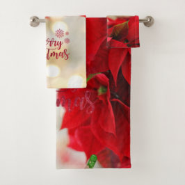 Vrolijk kerstfeest, Kerstpoinsettia Bad Handdoek