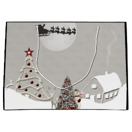 Vrolijk Kerstfeest Kerstscène LG Gift Bag Large Cadeautasje