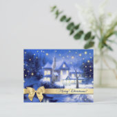 Vrolijk kerstfeest. kerstschilderijen in het dorp  briefkaart (Staand voorkant)