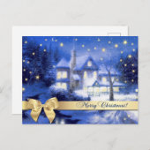 Vrolijk kerstfeest. kerstschilderijen in het dorp  briefkaart (Voorkant / Achterkant)