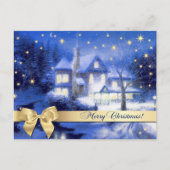Vrolijk kerstfeest. kerstschilderijen in het dorp  briefkaart (Voorkant)