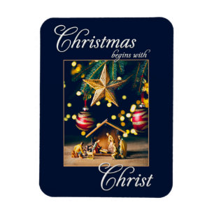 Vrolijk kerstfeest kerststal Christus Magneet