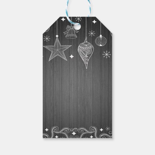 Vrolijk kerstfeest, kerstversieringen - gepersonal cadeaulabel (Achterkant)