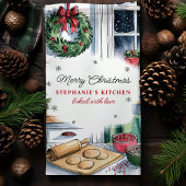 Vrolijk Kerstfeest Keuken Bakken Scene Gepersonali Theedoek