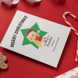 Vrolijk kerstfeest | KINDER Feestdagenkaart<br><div class="desc">Deze schattige kinder kerstkaart,  met een cartoon meisje gekleed in een ruimteschip,  met hun naam hieronder en een simpele boodschap en van wie. Alle doopvontstijlen,  grootte en kleur kunnen worden veranderd door op de pas verdere verbinding na het personaliseren te klikken.</div>