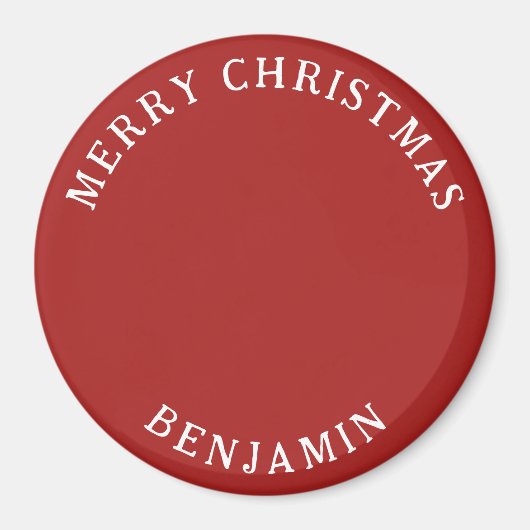 Vrolijk kerstfeest, Kinder foto en naam rood Magneet (Voorkant)