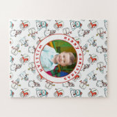 Vrolijk Kerstfeest Kinder Naam Foto Snowman 56 Stu Legpuzzel (Horizontaal)