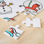 Vrolijk Kerstfeest Kinder Naam Foto Snowman 56 Stu Legpuzzel (Zijkant)