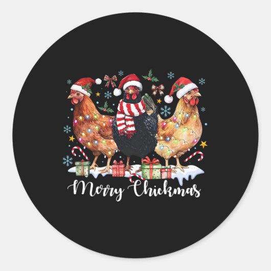Vrolijk Kerstfeest Kip Coquette Kip Ronde Sticker (Voorkant)
