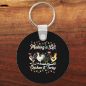 Vrolijk Kerstfeest Kip Liefhebber Xmas Santa Hat B Sleutelhanger (Voorkant)
