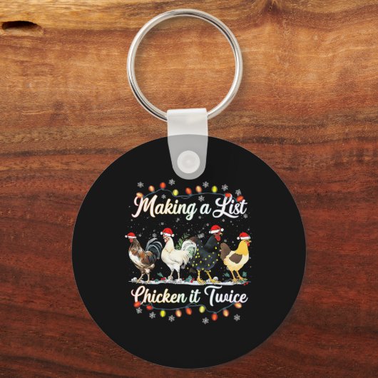Vrolijk Kerstfeest Kip Liefhebber Xmas Santa Hat B Sleutelhanger (Voorkant)