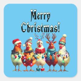 Vrolijk Kerstfeest Kippen Stickers