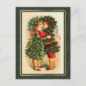 Vrolijk kerstfeest. Kissende Kinderen Feestdagenkaart (Voorkant)