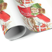 Vrolijk kerstfeest Kitten in de brievenbus Cadeaupapier (Rol Hoek)