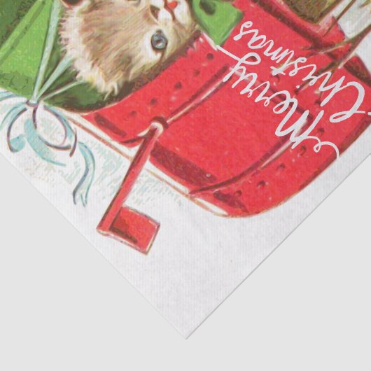 Vrolijk kerstfeest  Kitten in de brievenbus Tissuepapier (Detail)