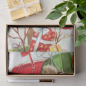 Vrolijk kerstfeest  Kitten in de brievenbus Tissuepapier (Geschenk)