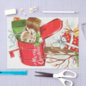 Vrolijk kerstfeest  Kitten in de brievenbus Tissuepapier (Craft)