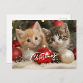 Vrolijk kerstfeest Kittens en Ornamenten Feestdagenkaart (Voorkant / Achterkant)