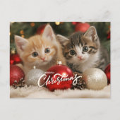 Vrolijk kerstfeest Kittens en Ornamenten Feestdagenkaart (Voorkant)