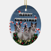 Vrolijk kerstfeest Kittens in Candy Cane Land Keramisch Ornament (Rechts)