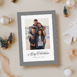 Vrolijk kerstfeest klassiek houndstooth één foto feestdagenkaart