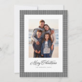 Vrolijk kerstfeest klassiek houndstooth één foto feestdagenkaart (Voorkant)