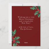 Vrolijk Kerstfeest Klassiek Rood Twee Custom Photo Feestdagenkaart (Achterkant)