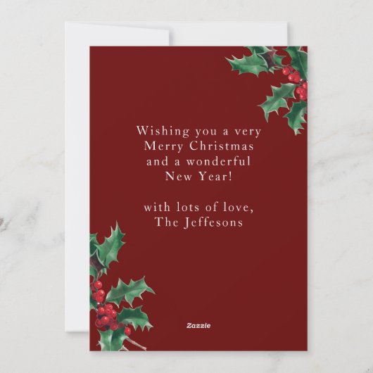 Vrolijk Kerstfeest Klassiek Rood Twee Custom Photo Feestdagenkaart (Achterkant)