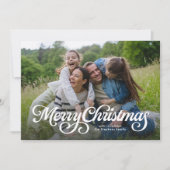 Vrolijk Kerstfeest klassiek vier foto groen Feestdagenkaart (Voorkant)