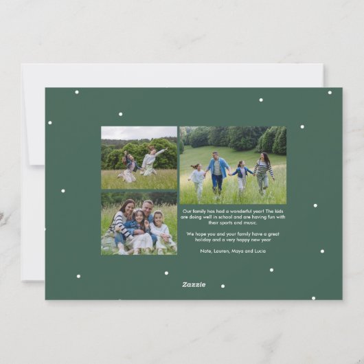 Vrolijk Kerstfeest klassiek vier foto groen Feestdagenkaart (Achterkant)