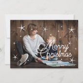 Vrolijk kerstfeest klassieke familiefoto feestdagenkaart (Voorkant)