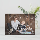 Vrolijk kerstfeest klassieke familiefoto feestdagenkaart (Staand voorkant)