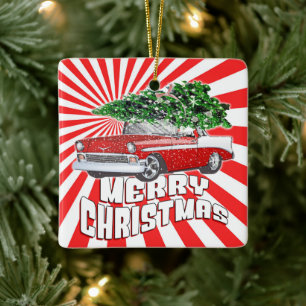 Vrolijk kerstfeest Klassieke kerst Keramisch Ornament