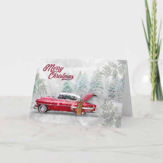 Vrolijk kerstfeest Klassieke Waterverf Schets snee Feestdagen Kaart (Voorkant)