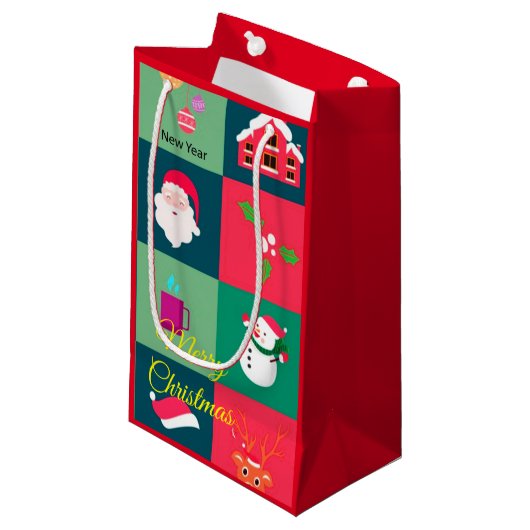 Vrolijk kerstfeest klein cadeauzakje (Voorkant Gekanteld)