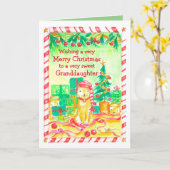 Vrolijk Kerstfeest Kleindochter Katten Kittens Kaart (Gele Bloem)