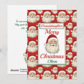 Vrolijk kerstfeest kleindochter Santa Flat Feestdagenkaart (Voorkant / Achterkant)