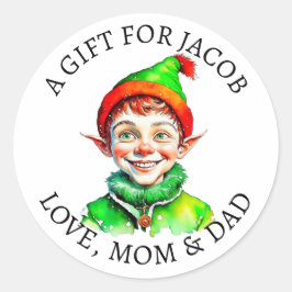 vrolijk kerstfeest |  kleine elf van en naar ronde sticker