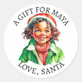 vrolijk kerstfeest |  kleine elf van en naar ronde sticker (Voorkant)