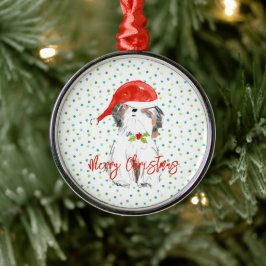 Vrolijk Kerstfeest Kleine Hond Feestelijke Kerstma Metalen Ornament