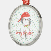 Vrolijk Kerstfeest Kleine Hond Feestelijke Kerstma Metalen Ornament (Links)