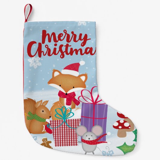 Vrolijk kerstfeest kleine kerstsok (Voorkant)