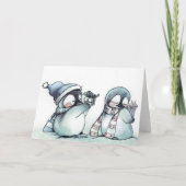Vrolijk kerstfeest - kleine pinguïns feestdagen kaart (Achterkant)