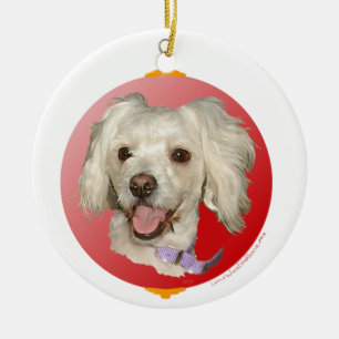 Vrolijk kerstfeest Kleine Witte Dog Poodle / Bicho Keramisch Ornament