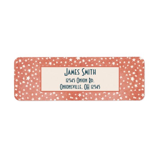 Vrolijk kerstfeest Kleine witte sterren Rood Etiket (Voorkant)